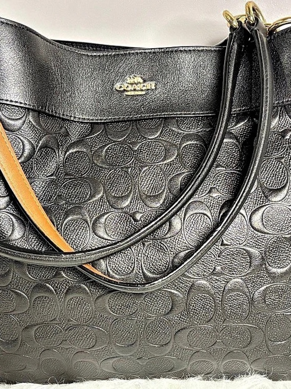 Coach Black Lexy 3 Compartment Tote Bag Gold-Tone Hardware
